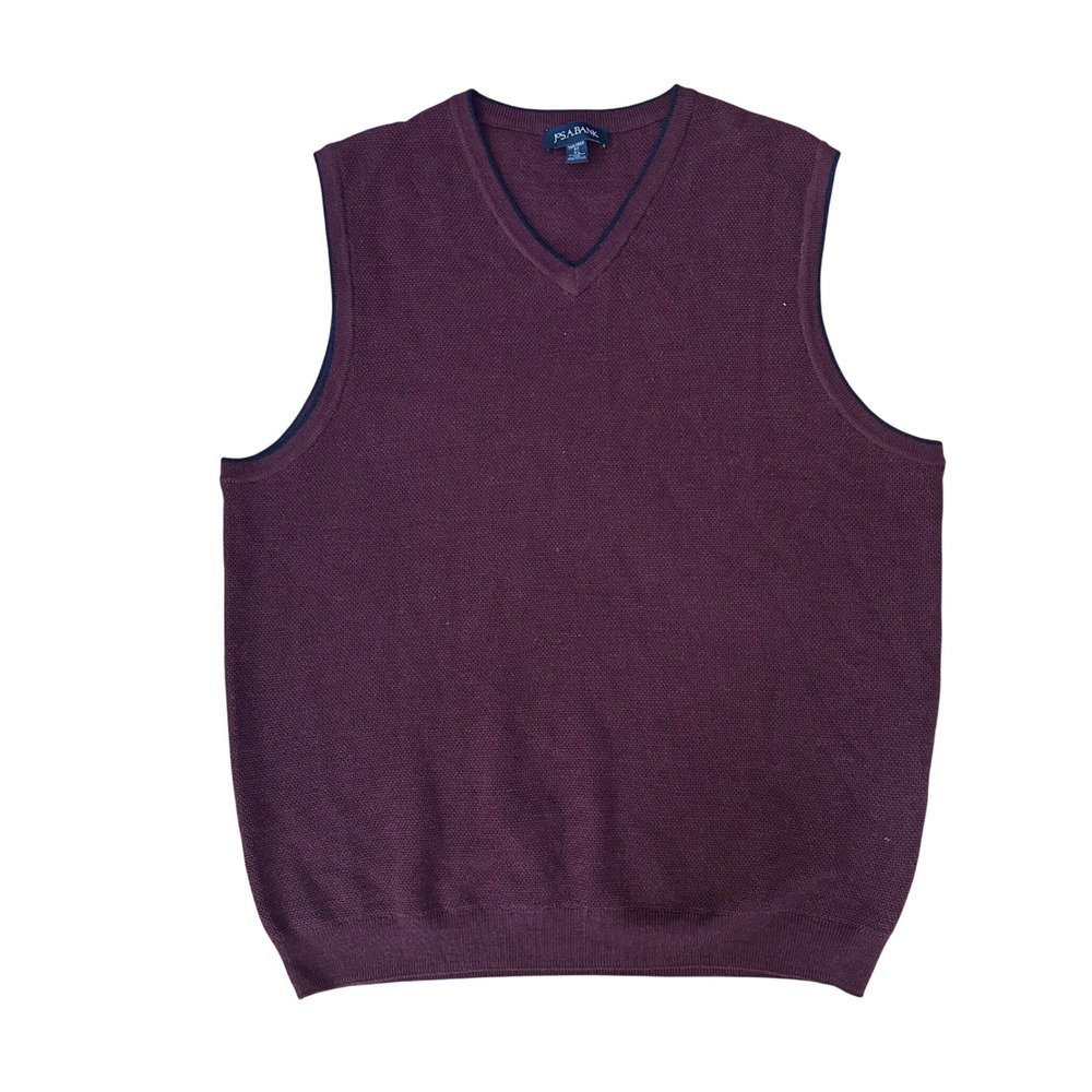 Jos. A. Bank Merino Wool Blend Sweater Vest Tailored Fit Mens XL Burgundy‎
